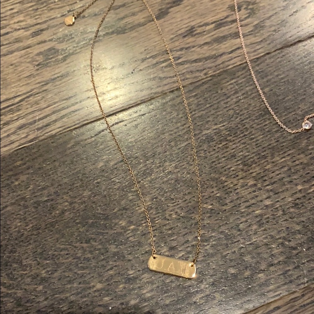 Stella and Dot Engraveable Necklace. Rose gold
